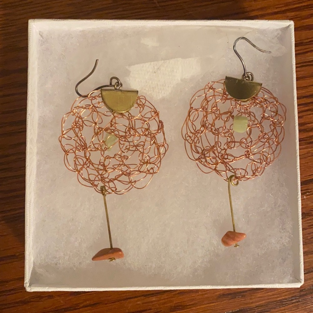 Copper dangly earrings